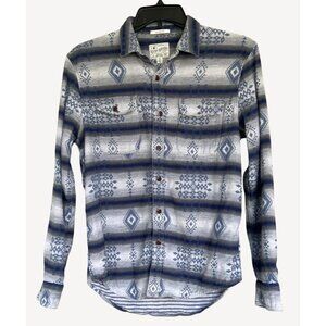 Lucky Brand Womens Southwestern Long Sleeve Button Up Blue Size Medium Cotton
